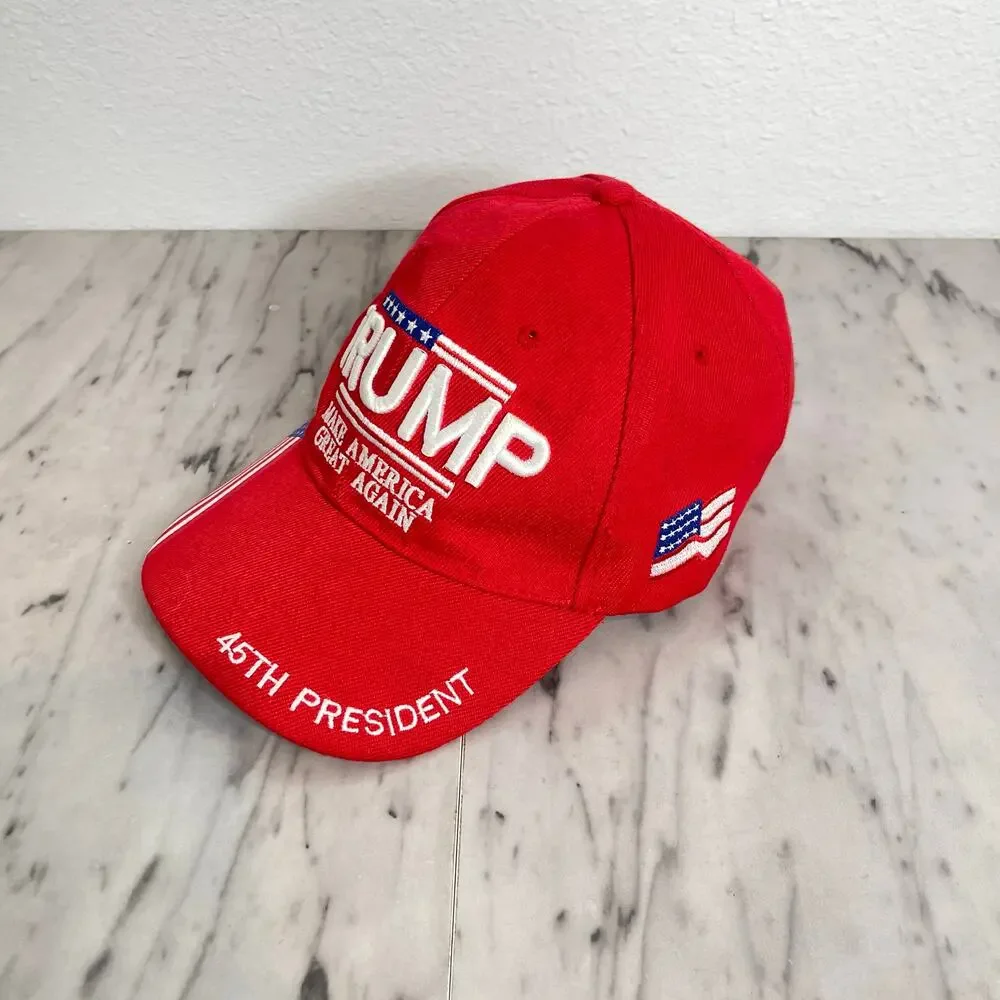 Trump Make America Great Again Red Hat 45th President USA Flag Cap - Picture 1 of 6